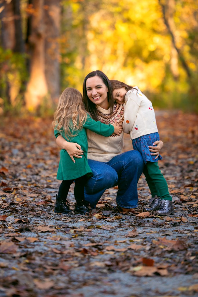 Mother and kids candid photo in Berrien County Michigan golden hour photography session