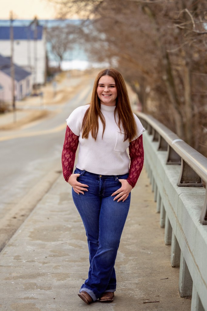 
St Joseph River train bridge senior portraits Southwest Michigan