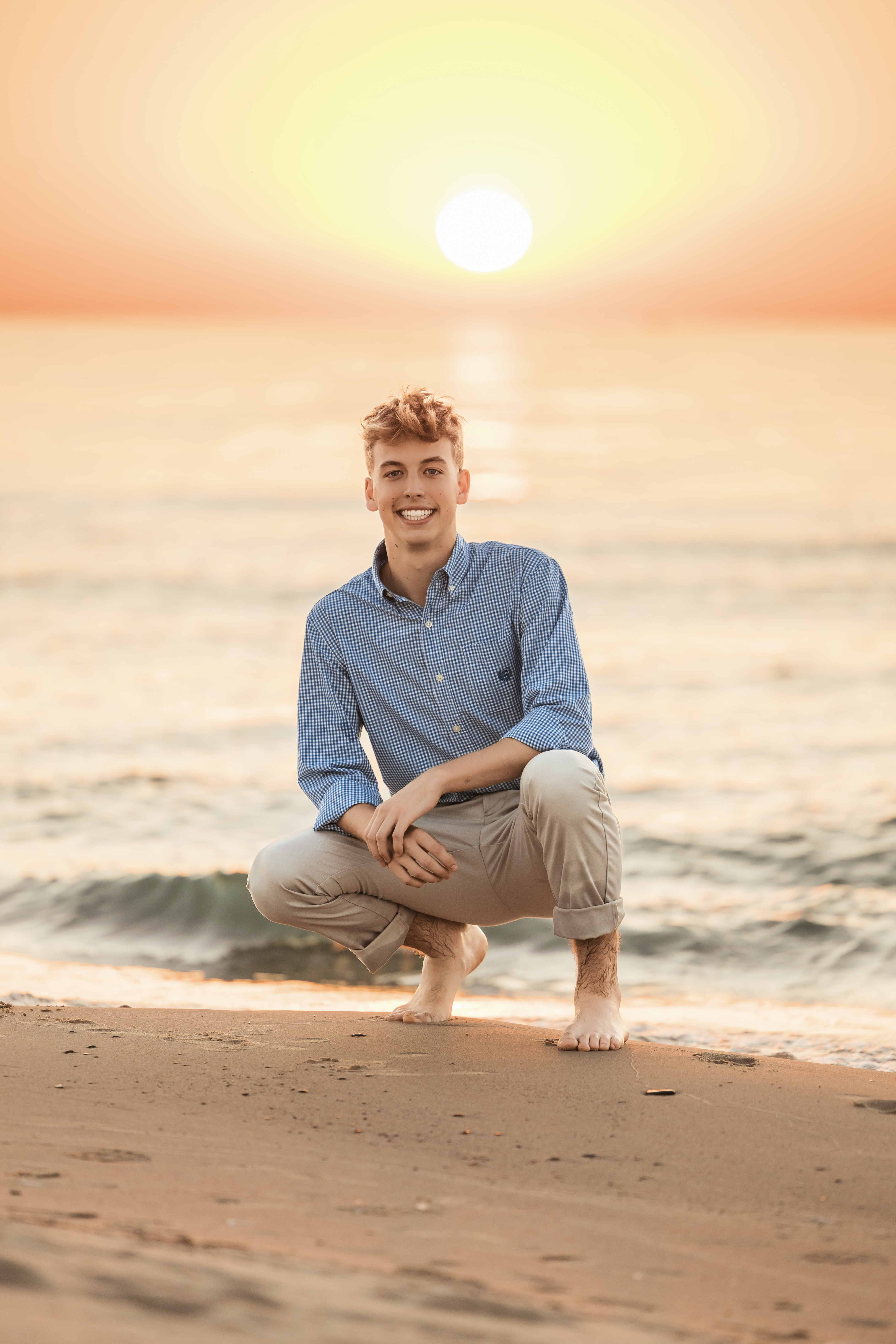 sunset senior portrait session on lake michigan jean klock beach st. joseph benton harbor mi