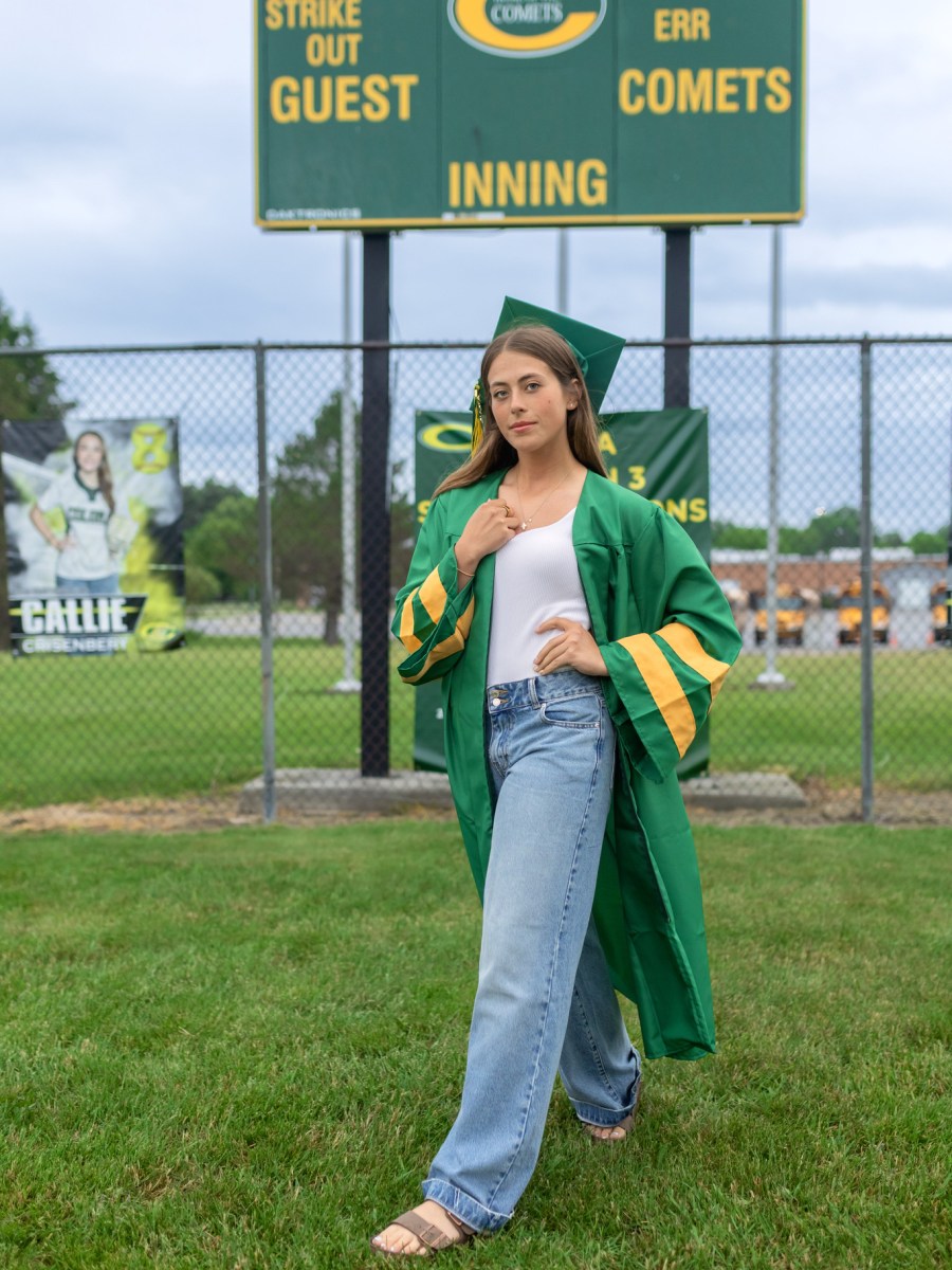 Coloma Varsity Softball Senior Cap & Gown Session | Southwest Michigan Senior&nbsp;Photographer