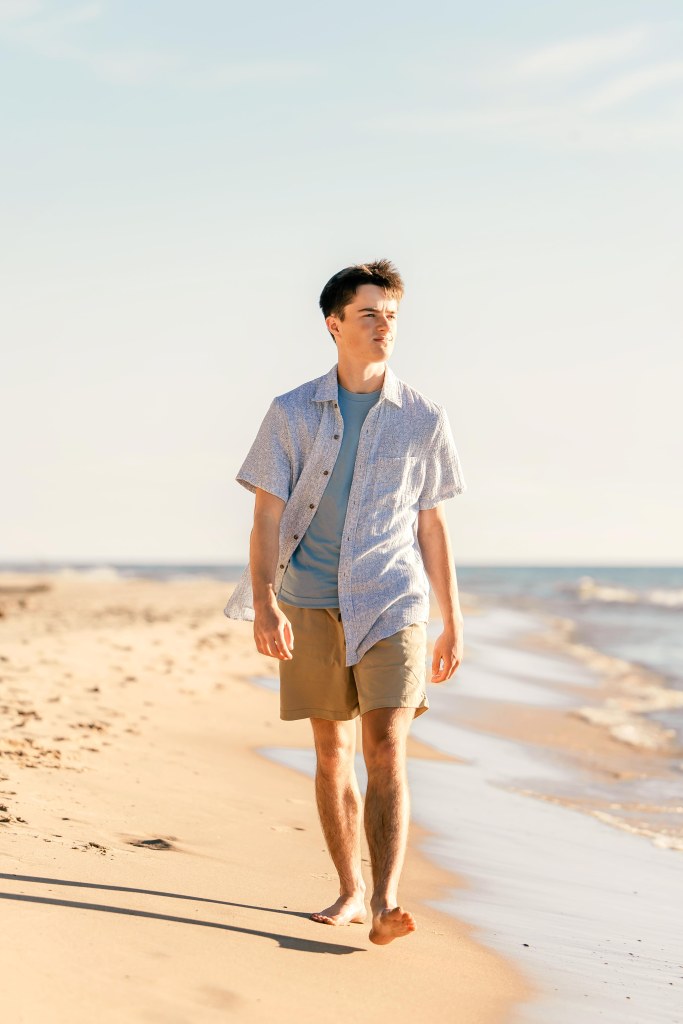 senior portrait at private Lake Michigan beach in Berrien County, Michigan