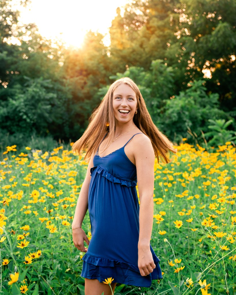 Southwest Michigan high school senior playing in the wildflowers
